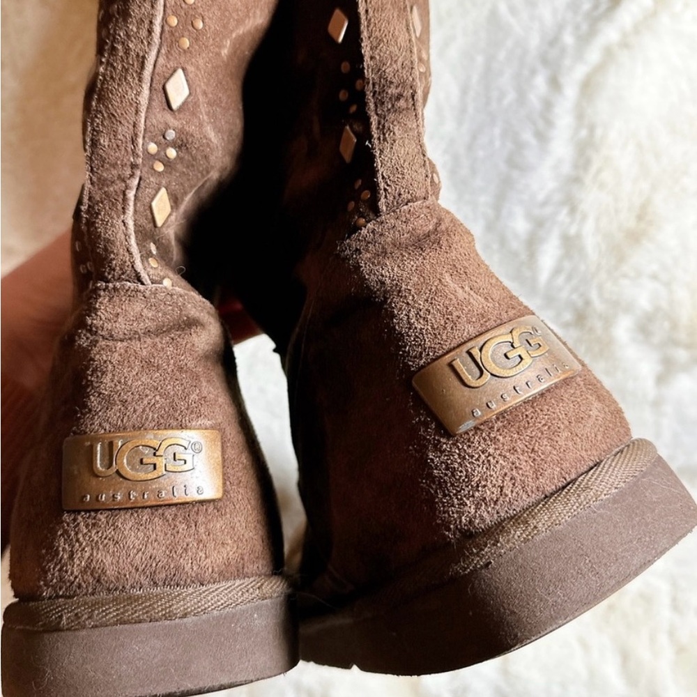 UGG Rare “Joplin” Brown Winter Boots Suede Mid-Calf - Picture 1 of 6